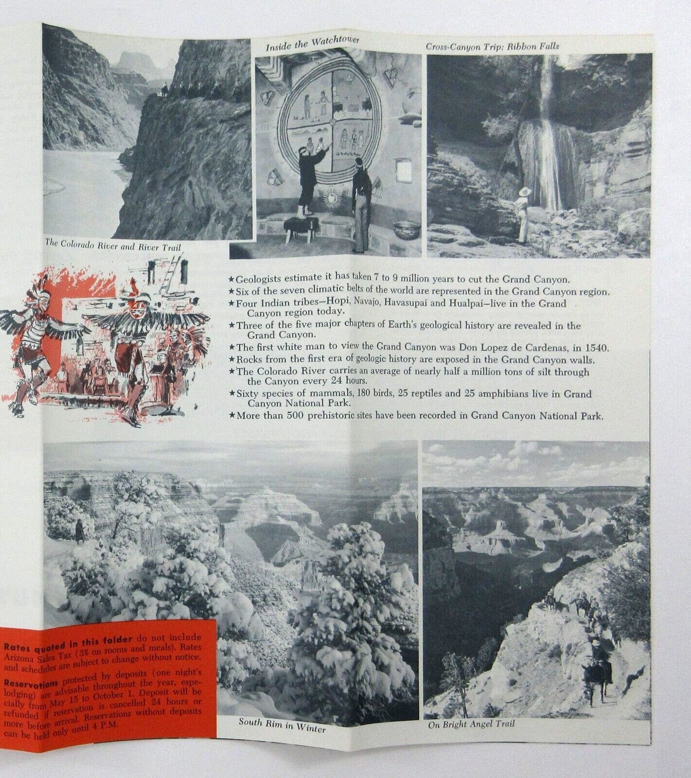 Grand Canyon Travel Brochure 50th Anniversary Fred Harvey Lodge Cabins Map 1966