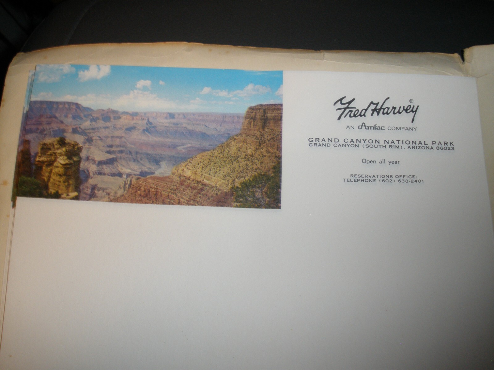 Vintage Grand Canyon National Park Fred Harvey Hotel Stationary Letterhead (L2)