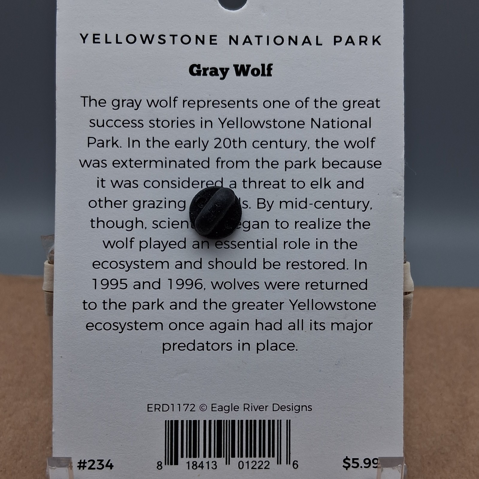 Vintage Yellowstone National Park Gray Enamel Lapel Pin #234 Souvenir