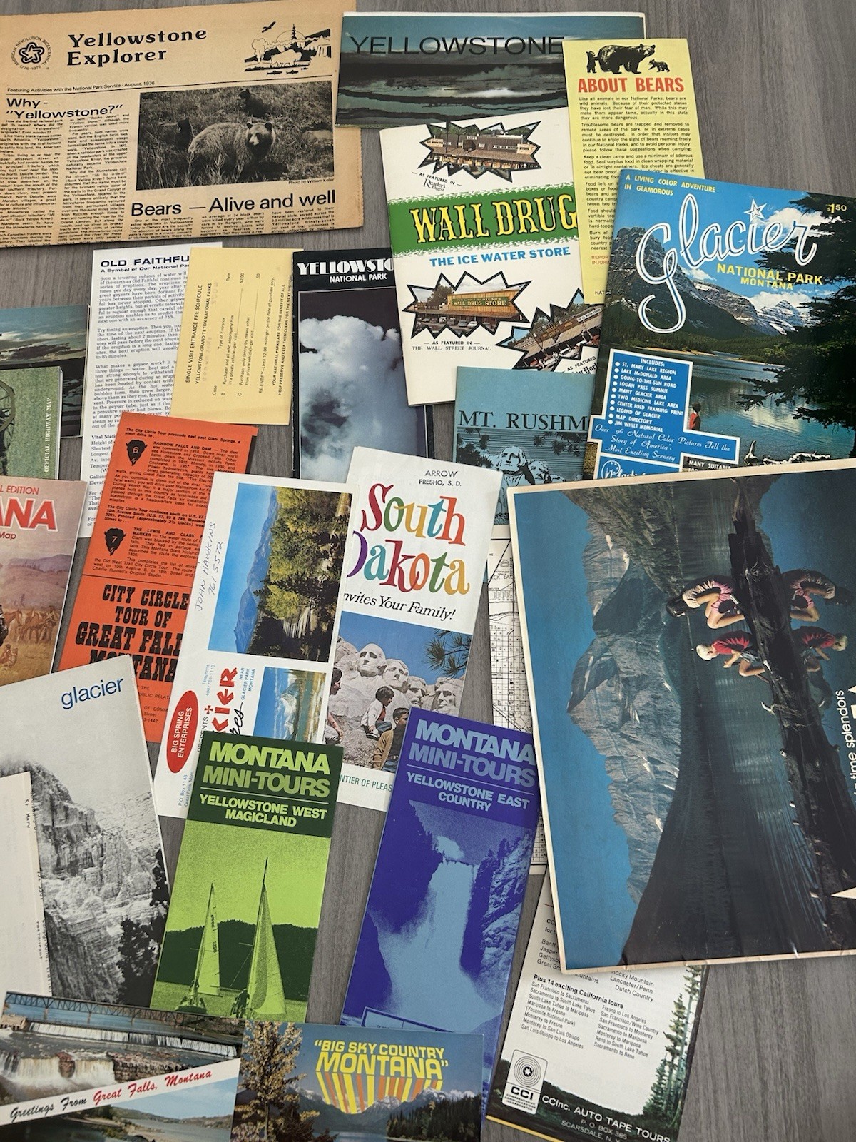 Vintage US National Parks Yellowstone Grand Teton Glacier WY MT Etc Ephemera Lot