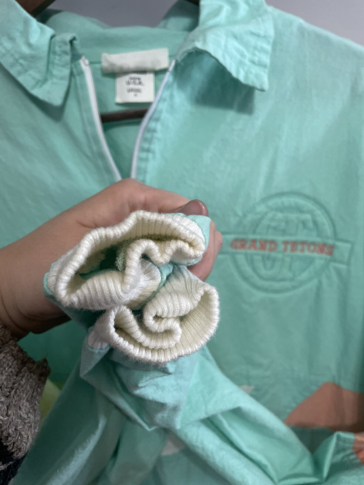 Rare Vintage Grand Teton National Park Light Weight 1/4 Zip, Womens L Retro USA