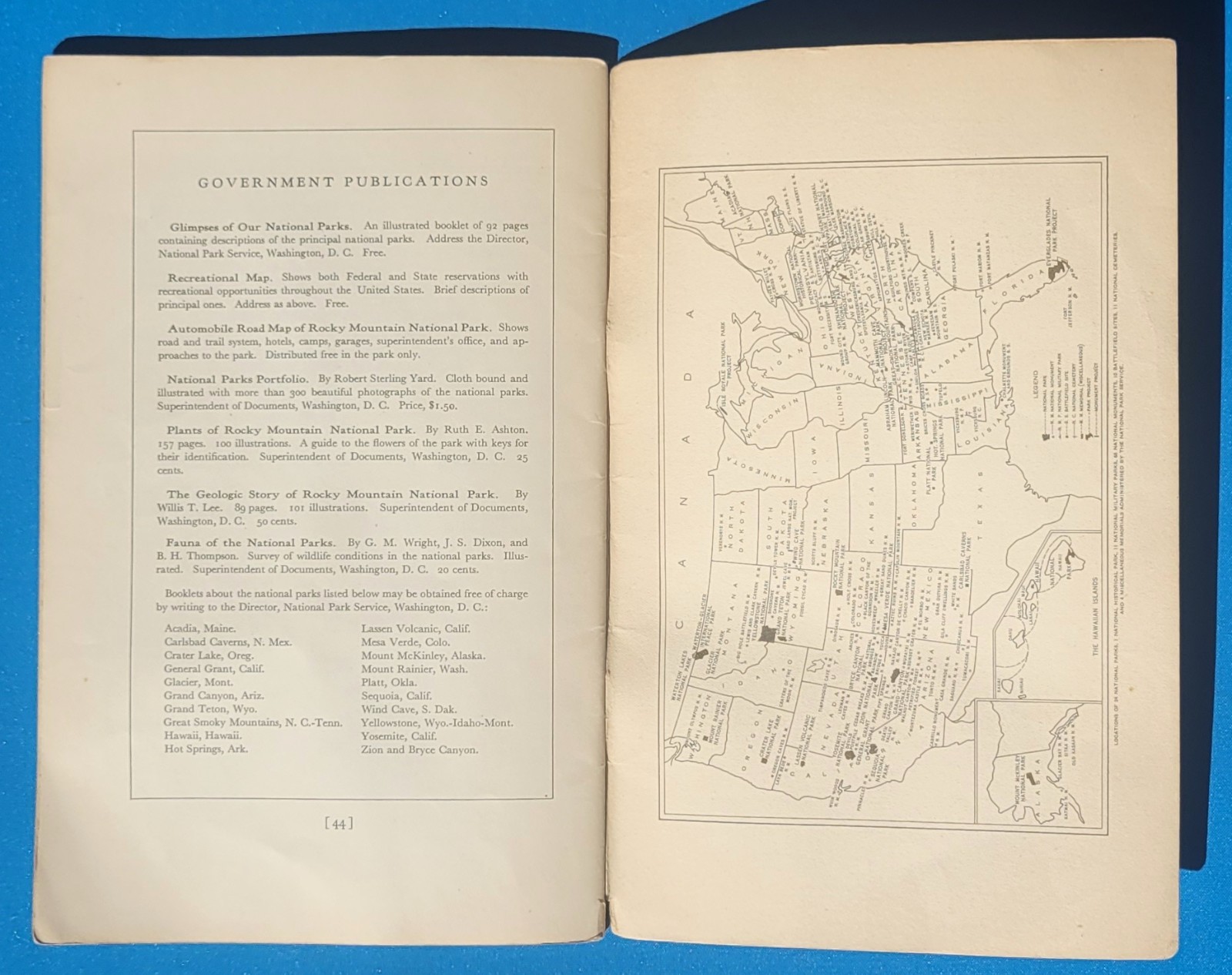 1935 Rocky Mountain National Park Service CO US Dept of Interior Maps Colorado