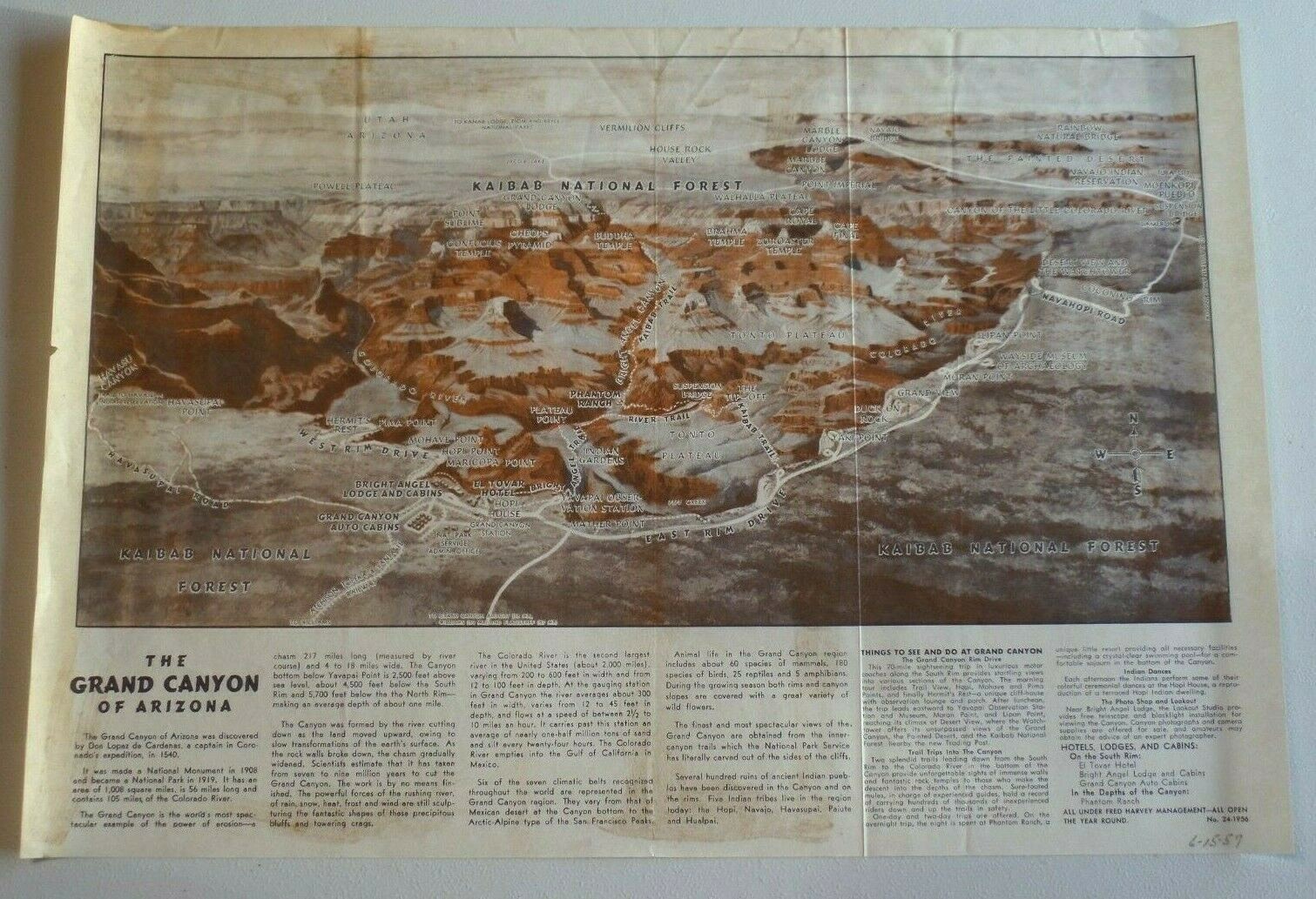 Vintage Grand Canyon National Park Fred Harvey Paper Restaurant Placemat c1957