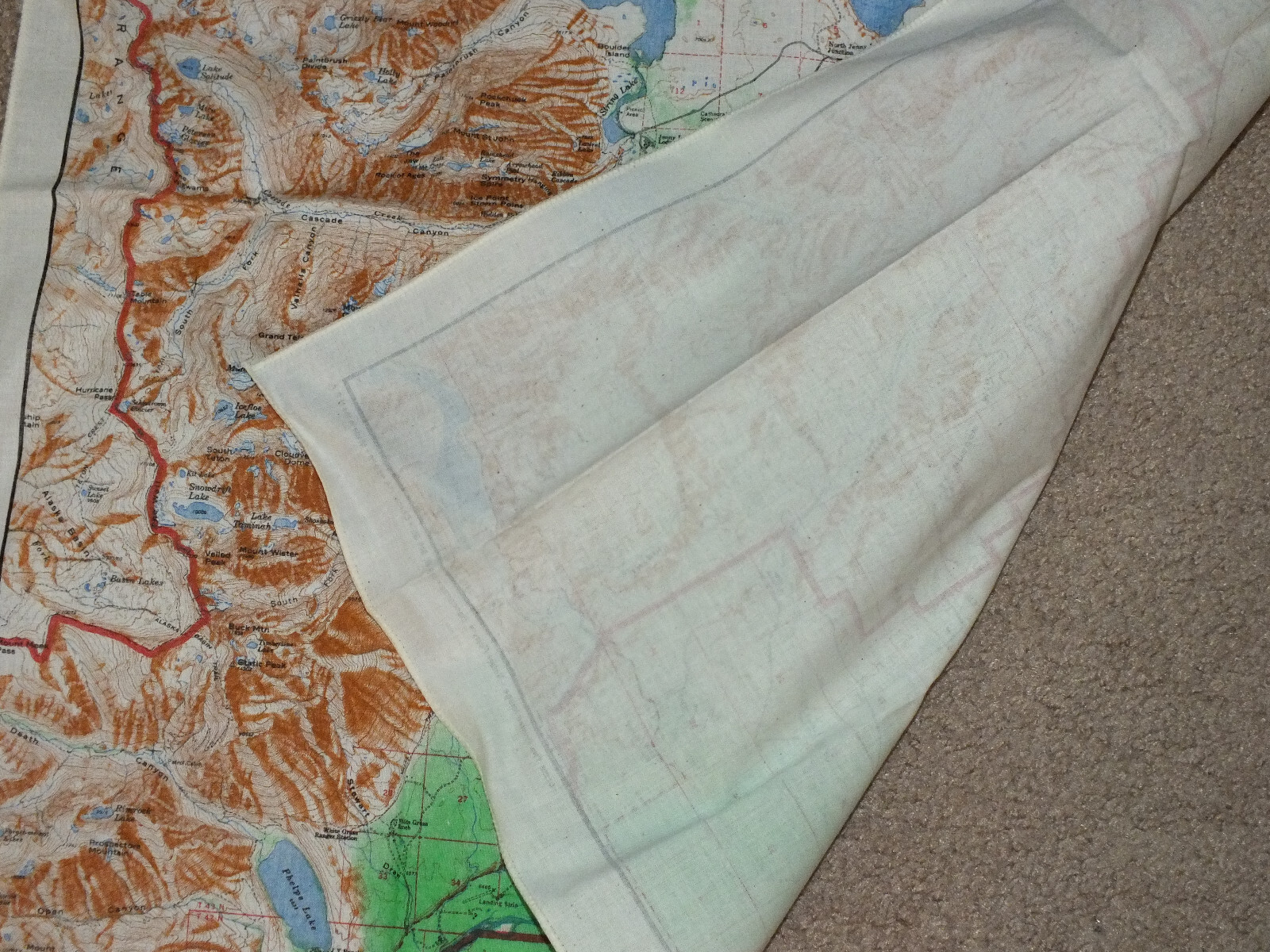 Grand Teton National Park Bandana Topographical Map Cotton Fabric Souvenir HF30