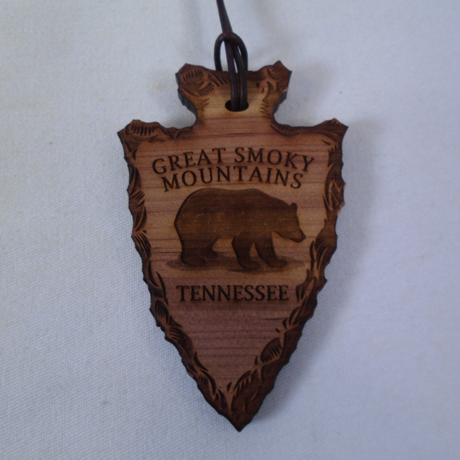 Great Smoky Mountain Tennessee Black Bear Red Cedar Wood Christmas Ornament