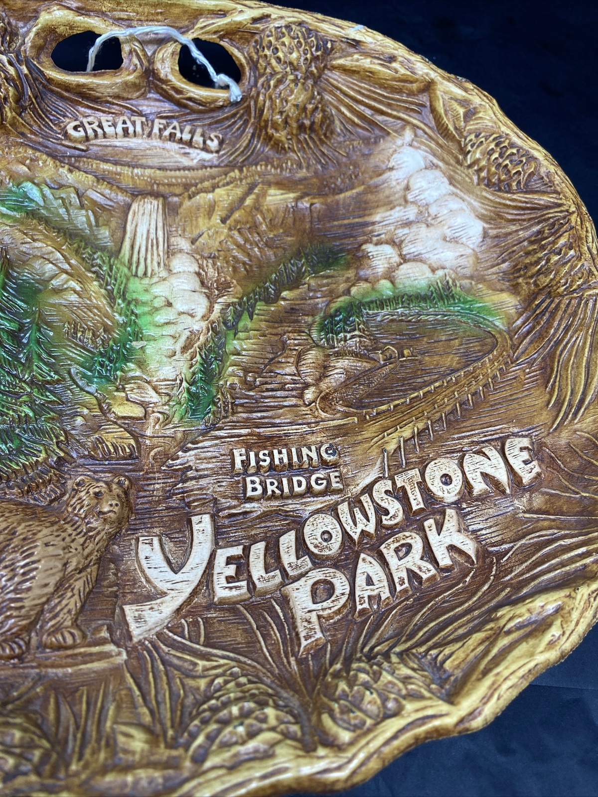 Vintage Taco Yellowstone Park Souvenir Plate Bowl 3D Retro Cabin Decor