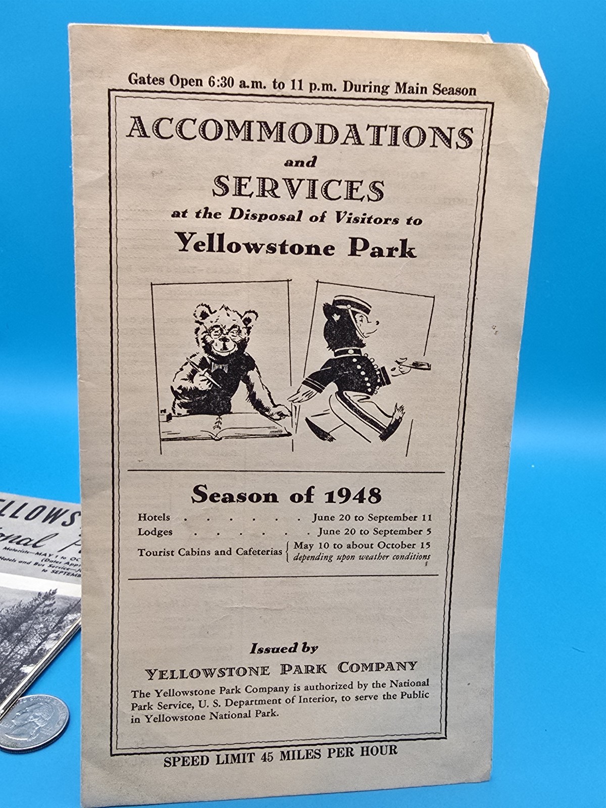 VINTAGE 1947 & 1948 YELLOWSTONE NATIONAL PARK BROCHURE LOT Official Travel…