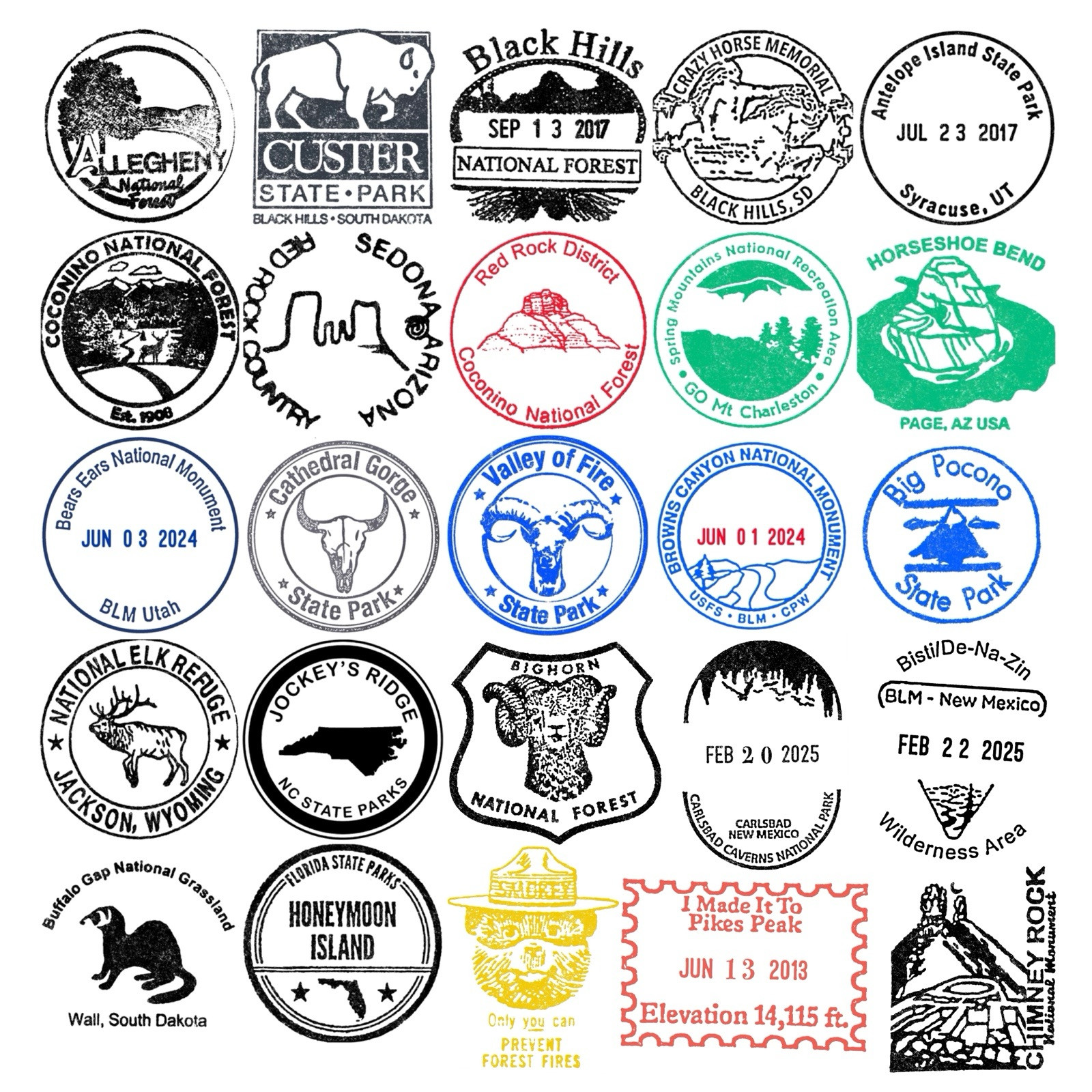 National Park Passport Cancellation Stamp Stickers- Passport Stickers