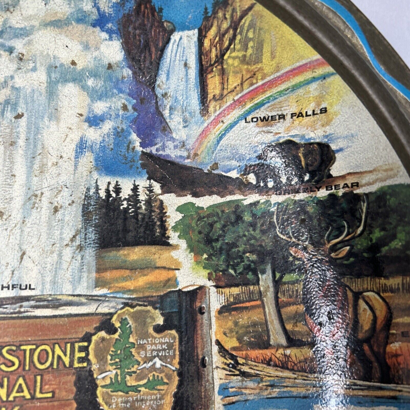 1960’s Yellowstone National Park Metal Tin Serving Tray Artist Ken Haag Souvenir