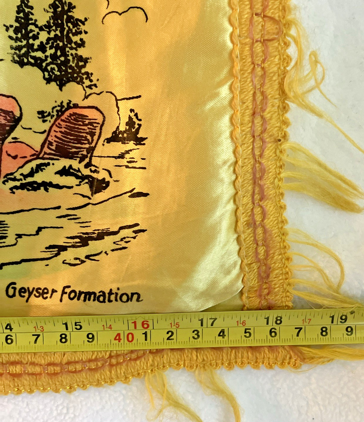 Vintage Yellow Yellowstone Park Scenic Wonders Souvenir Silk Pillow Sham
