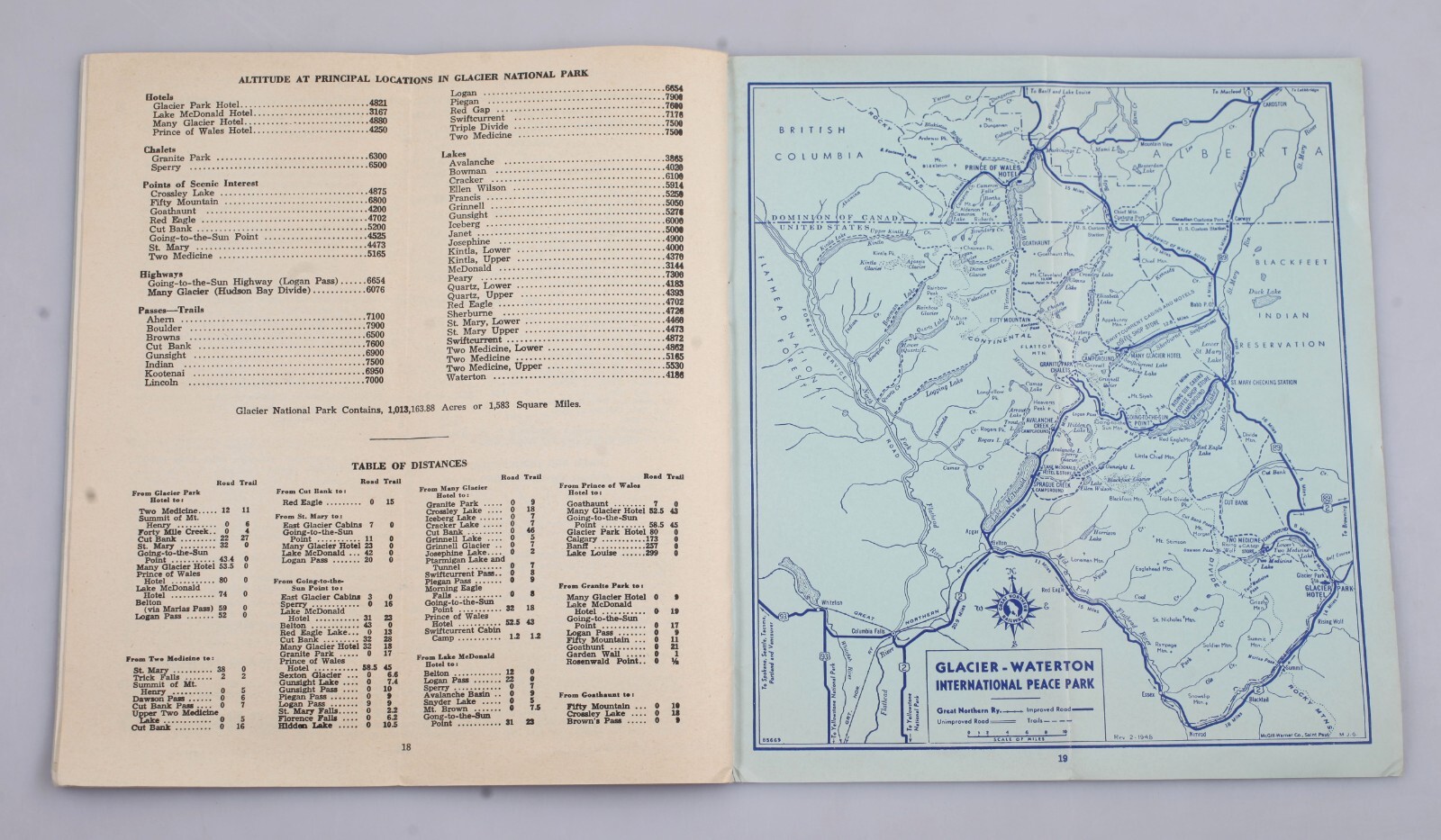 Vintage 1956 Glacier National Park Waterton Lakes Canada Travel Tourism Guide