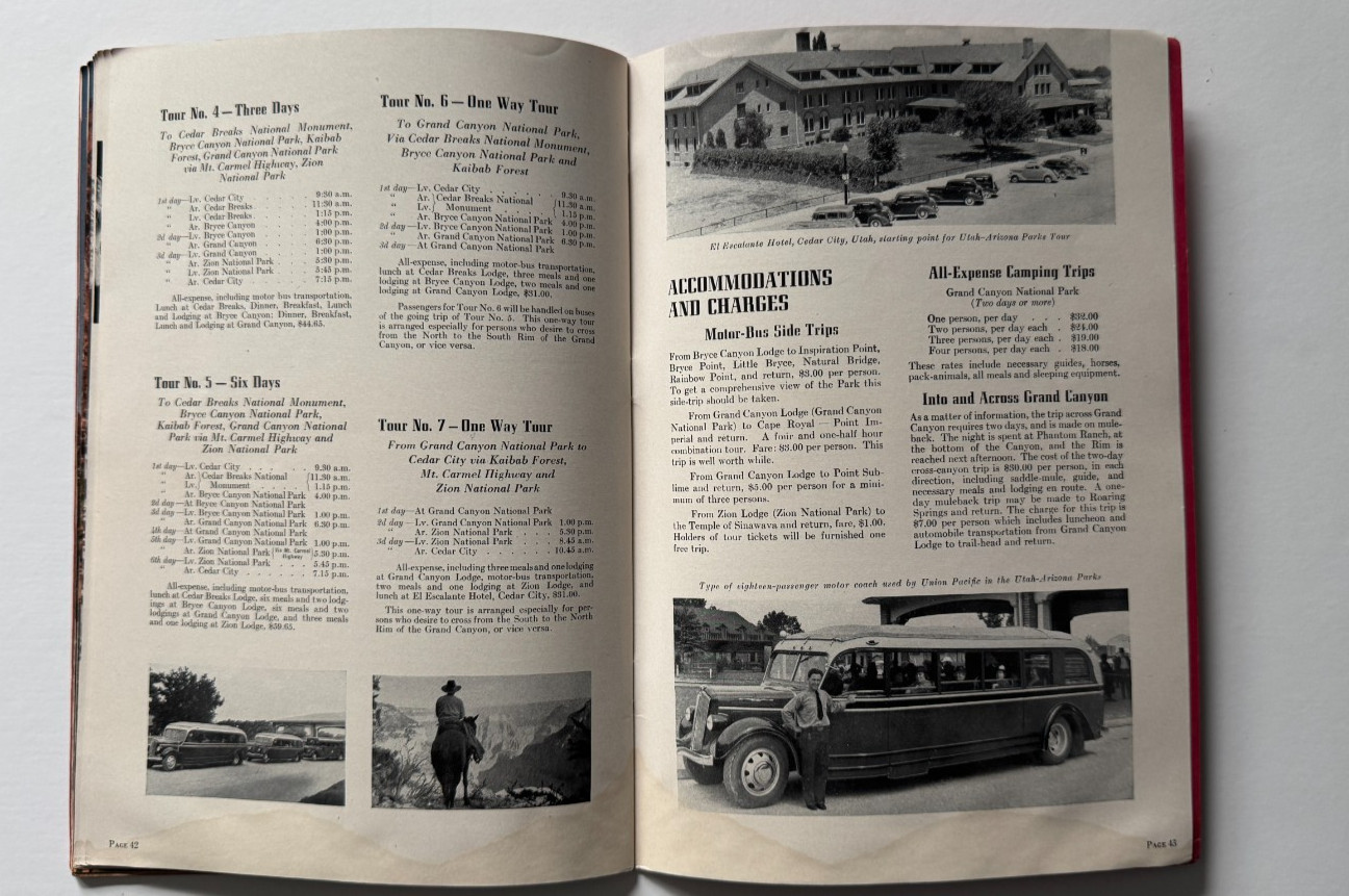 1940 Union Pacific Railroad Advertising Booklet Zion Bryce Grand Canyon Nat Park