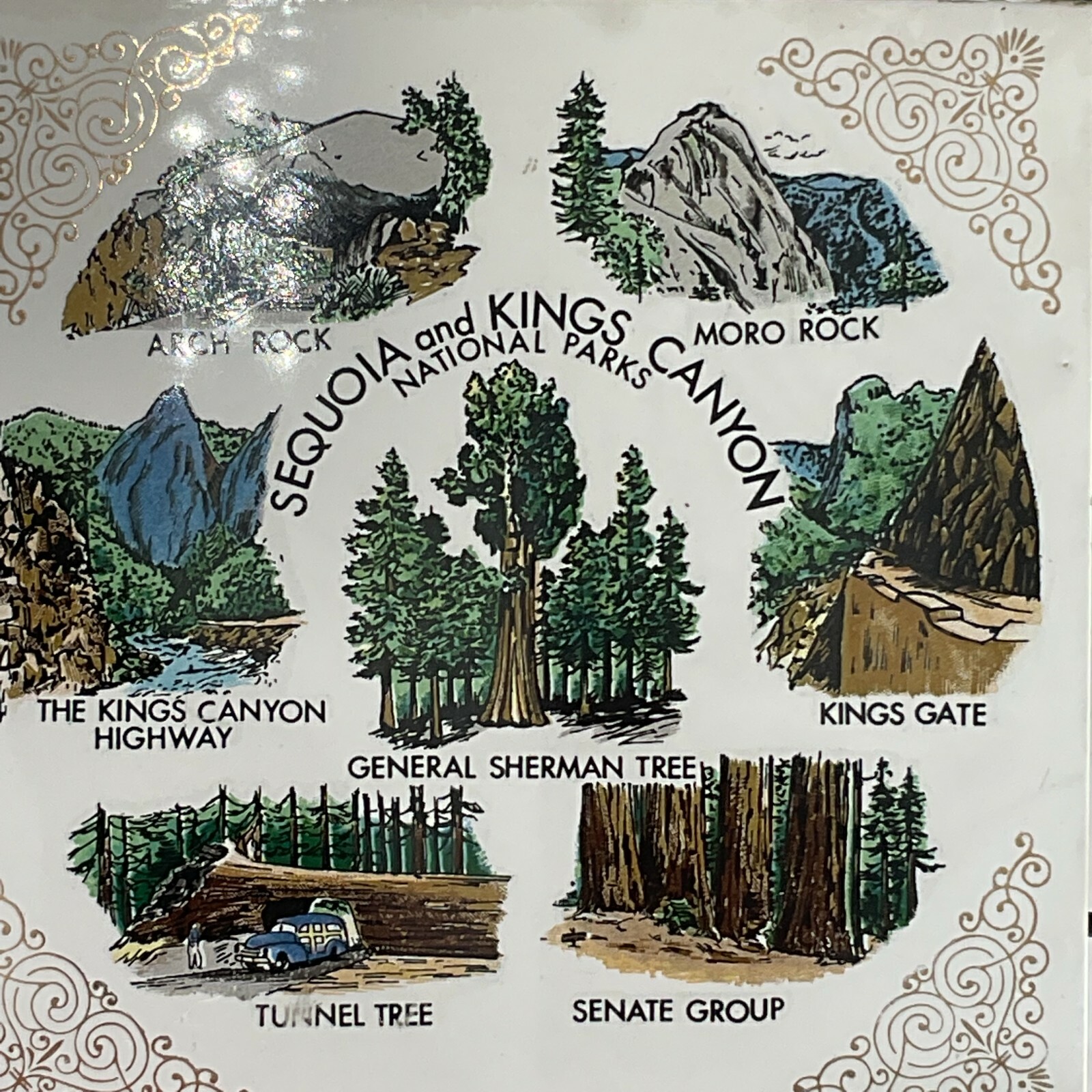 Vintage Sequoia & Kings Canyon National Parks Souvenir Trivet/Tile Made in Japan