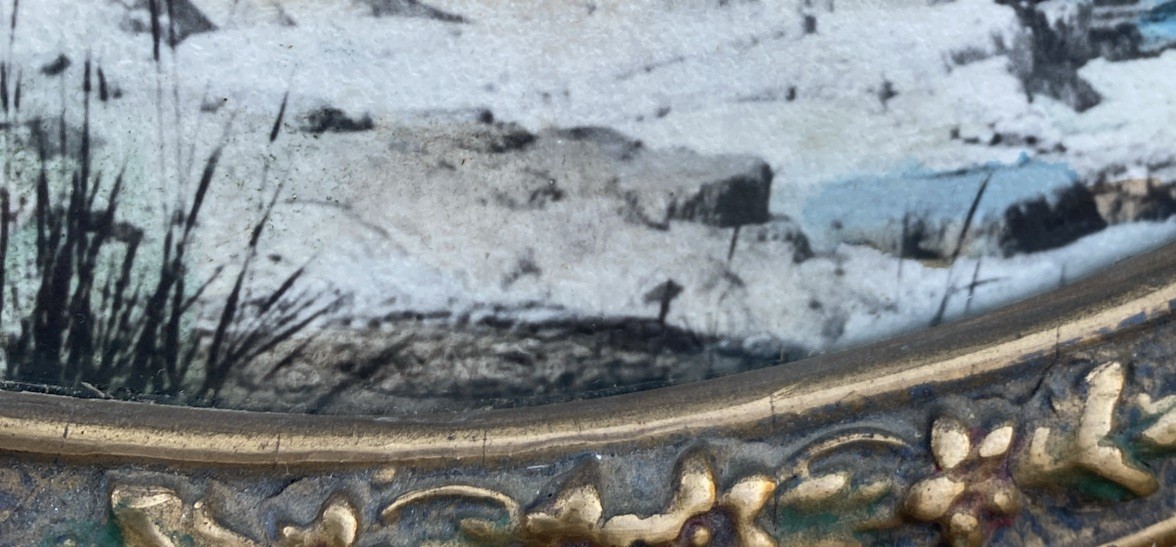 C.1920S JACK ELLIS HAYNES YELLOWSTONE PARK HAND TINTED PHOTOGRAPH FRAMED ROUND