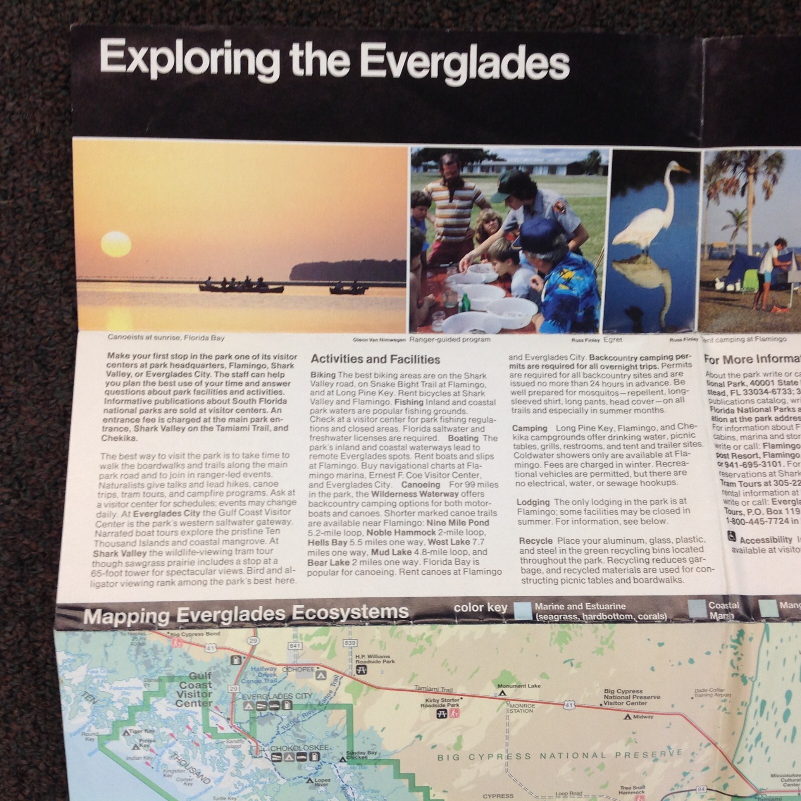 Vtg 1997 US Dep’t Int Everglades National Park Services Official Map and Guide