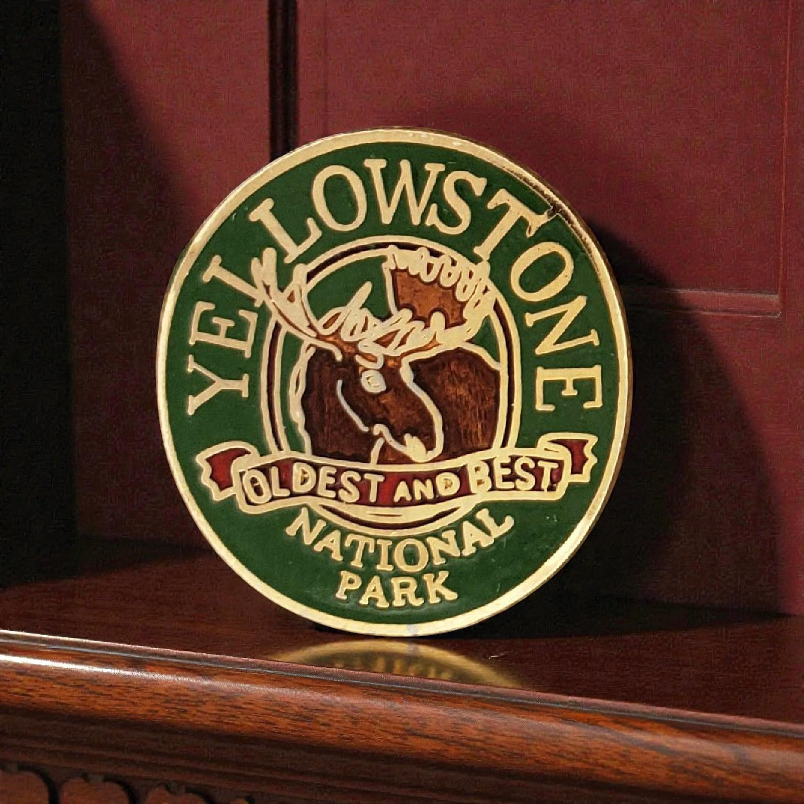 Vintage Yellowstone National Park Lapel Hat Pin Oldest and Best Moose Wyoming