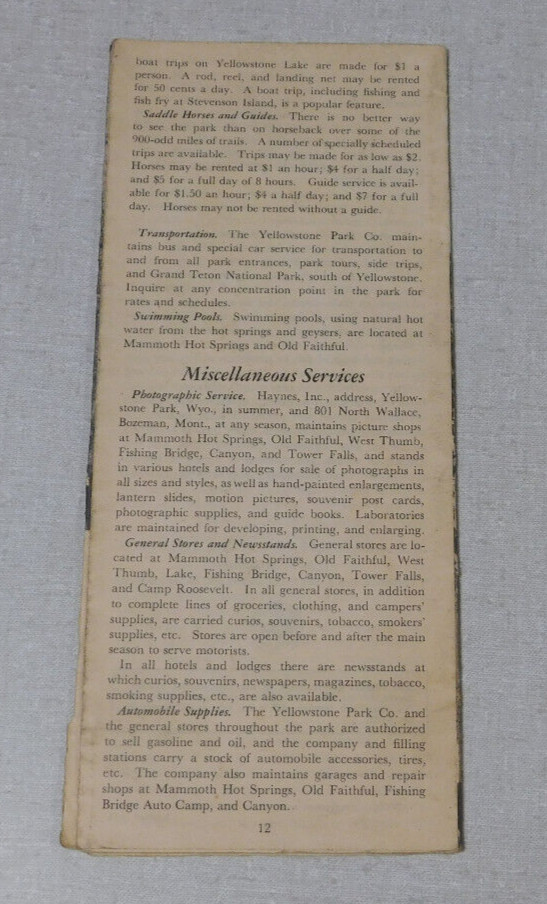 1930’s Yellowstone National Park tourist brochure