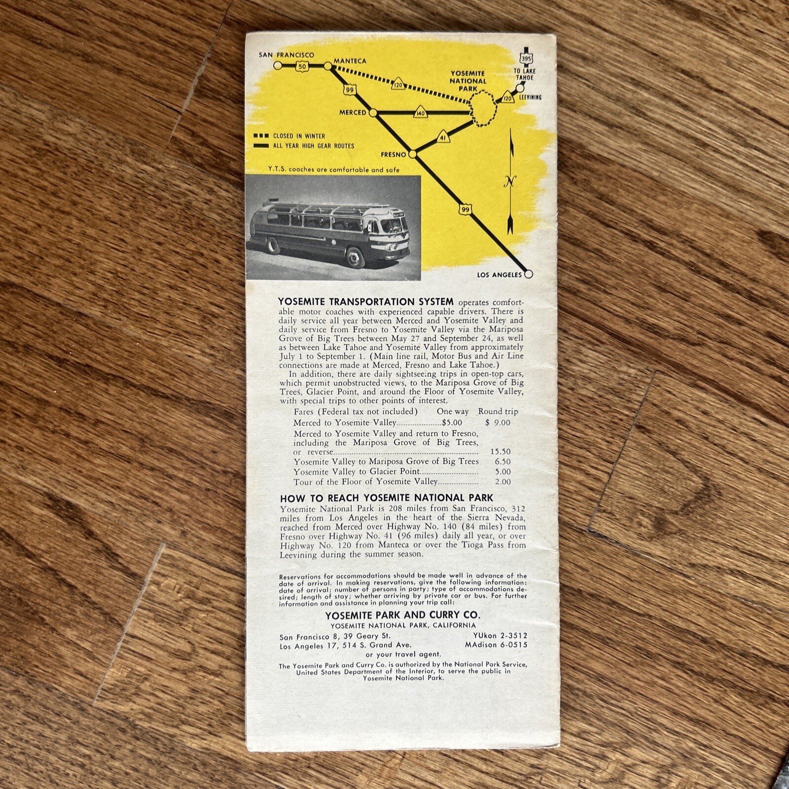 3 Vintage 1952 – Yosemite National Park California – Souvenir Brochures