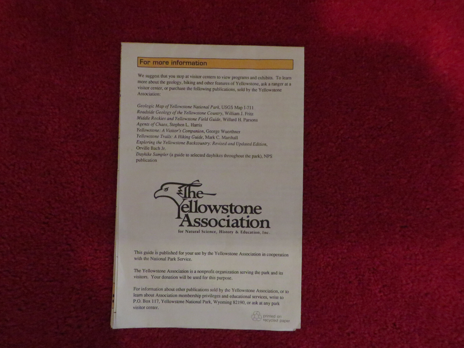 YELLOWSTONE NATIONAL PARK Maps 1992-1993 Lot of 2 – Official Guide & Canyon Map