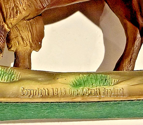 American bison buffalo chalk ware vintage 1949 Orn-A-Craft – 9X11″