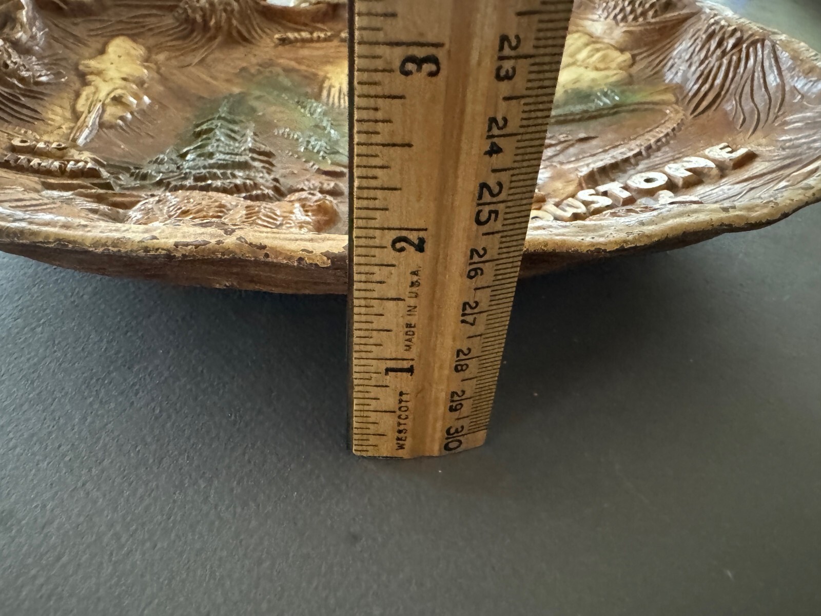 VINTAGE EMBOSSED TACO YELLOWSTONE PARK SOUVENIR RESIN WALL HANGING PLATE TRAY