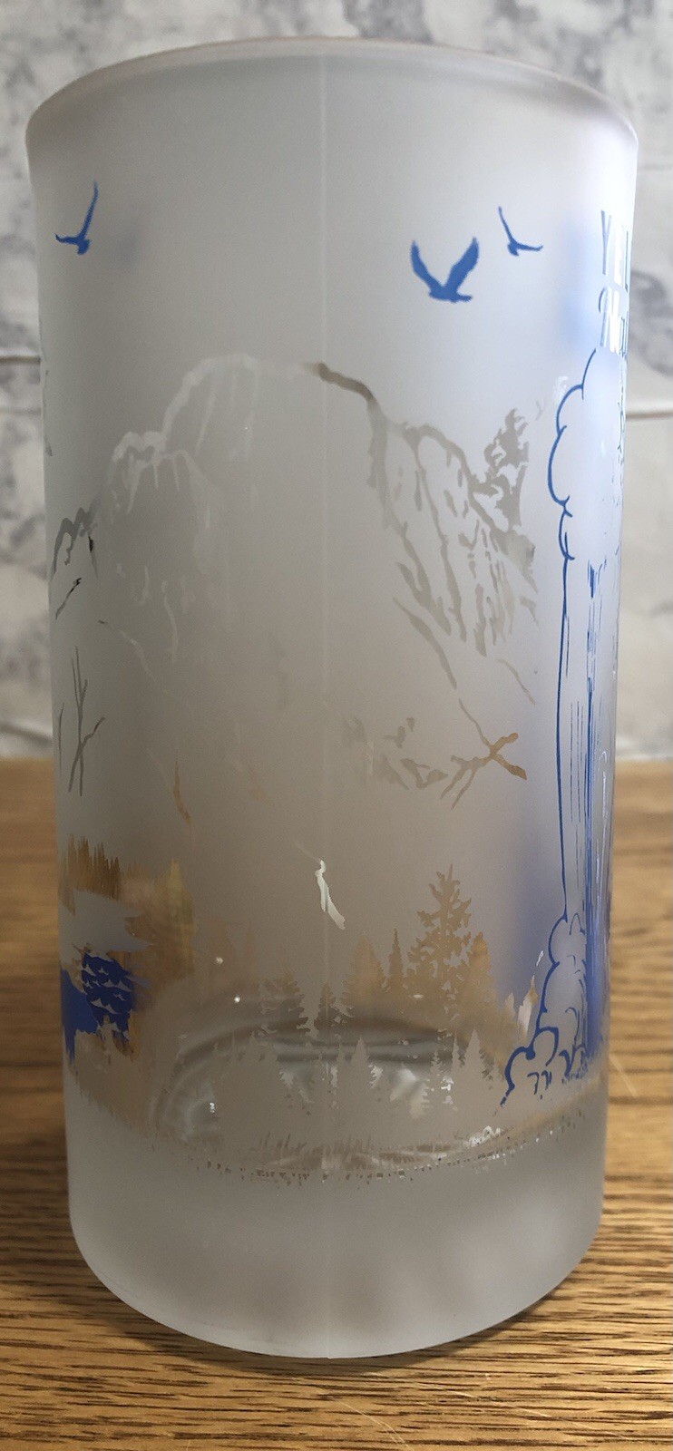 Vintage Frosted 6’’ Mug Featuring Yellowstone Natl Park Old Faithful Geyser
