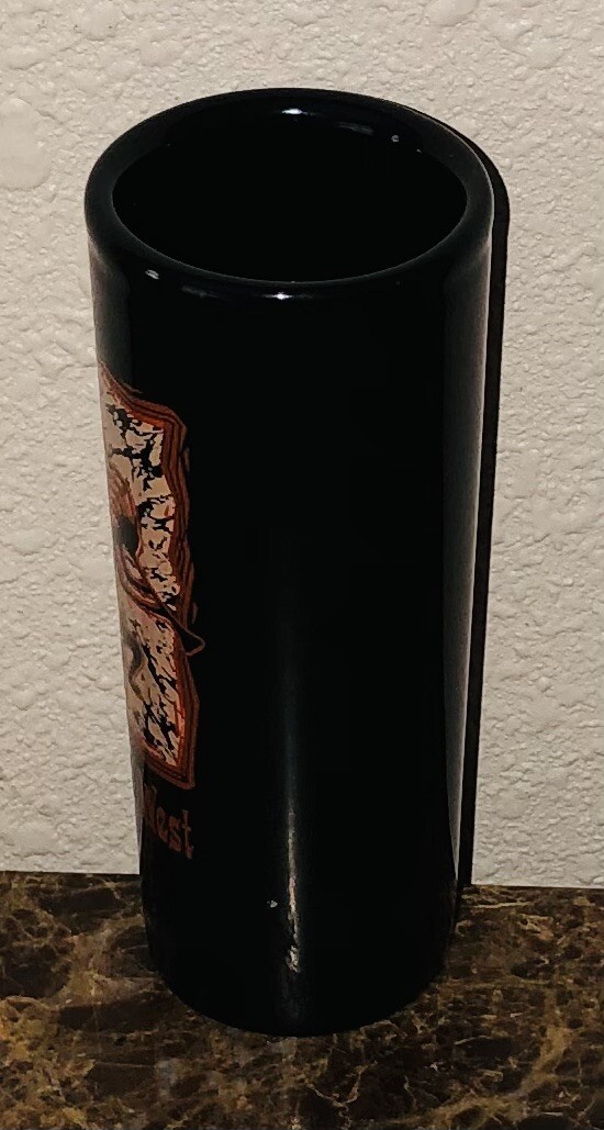 Vintage Grand Canyon West Tall Shot Glass Cave Drawing 4.5” Black Ceramic Glass