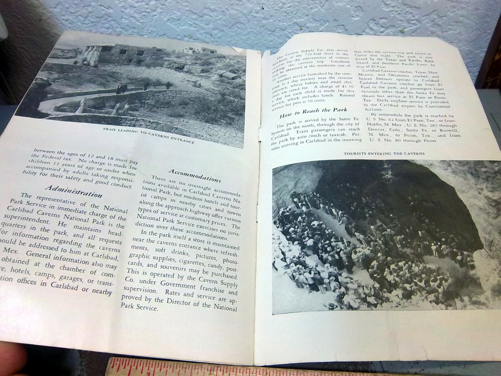vintage 1950 Carlsbad Caverns National Park New Mexico souvenir Tourist Brochure