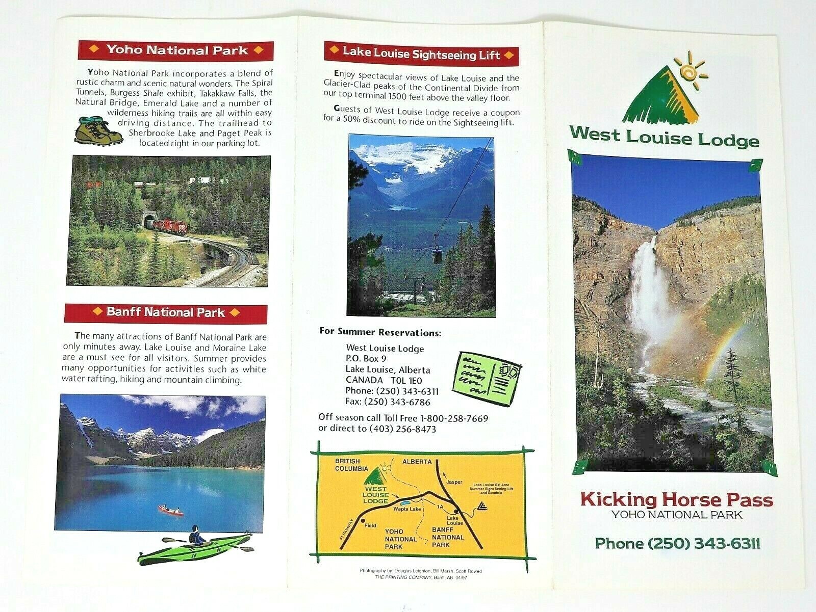 Travel Brochure West Louise Lodge Kicking Horse Pass Yoho National Park Canada