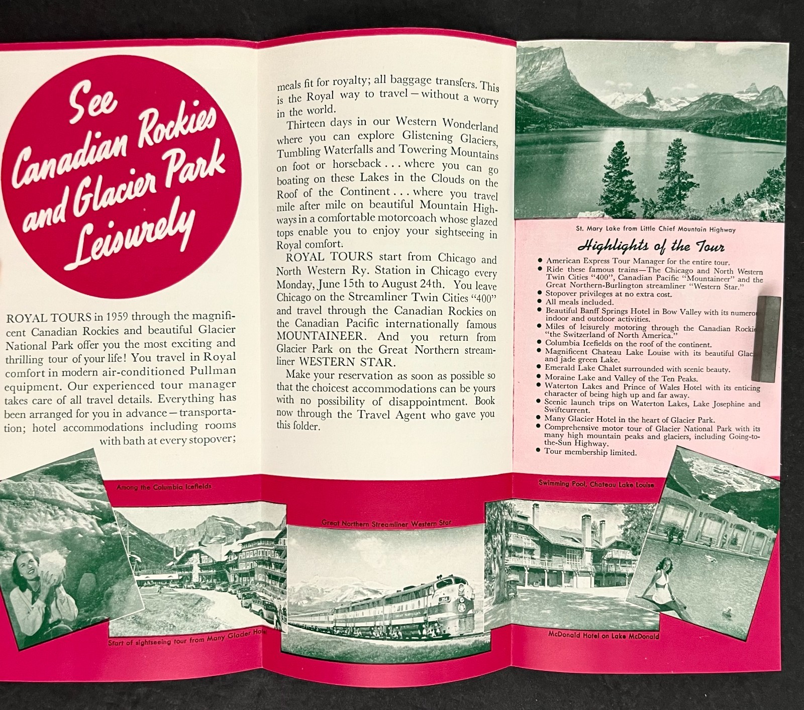 1959 American Express Royal Tours Glacier Park Canadian Rockies Travel Brochure