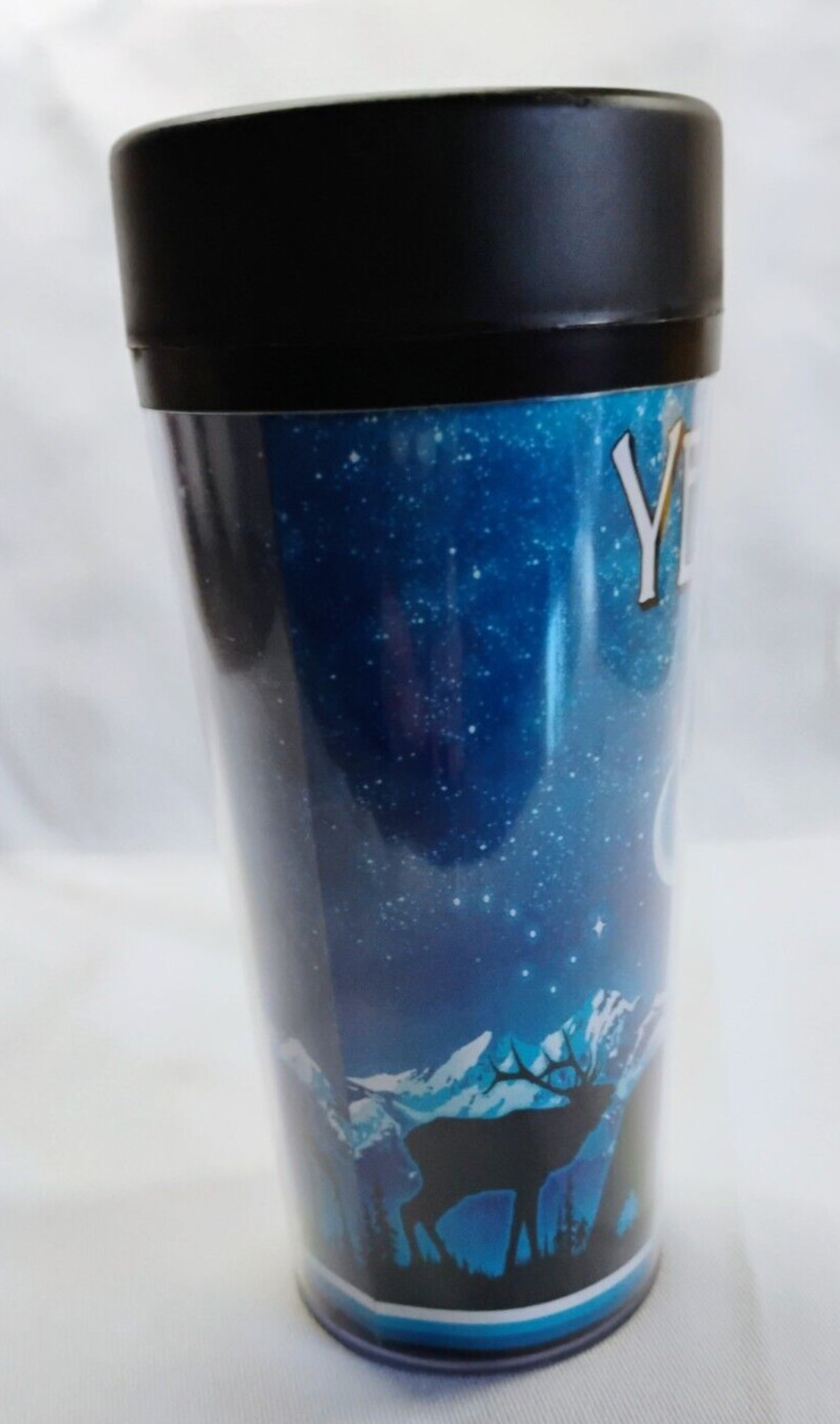 Yellowstone National Park Souvenir Travel Cup Wolf Elk Bear Bison Starry Night