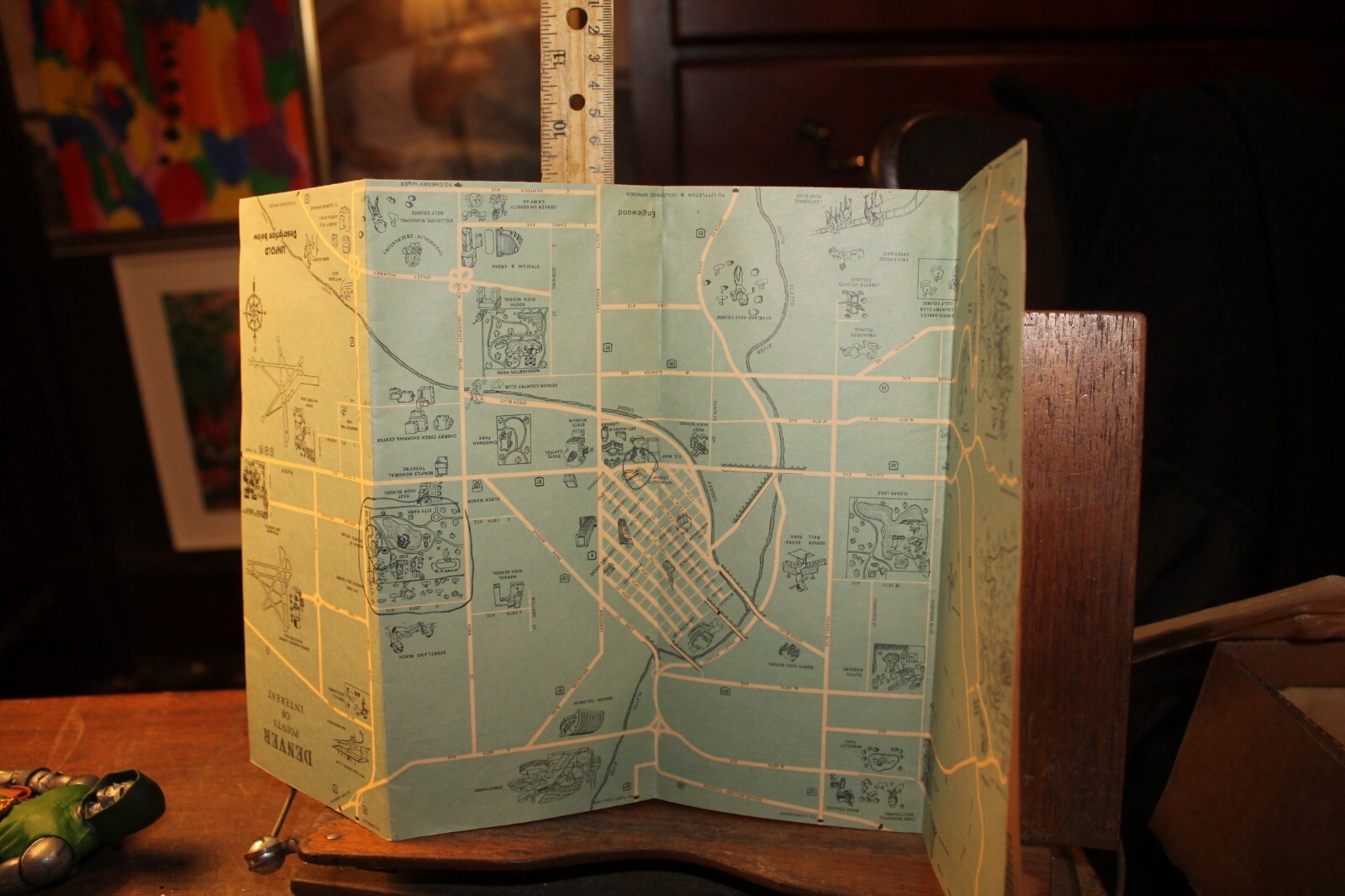 Vintage 1950’s Travel Map & Brochure Denver Colorado