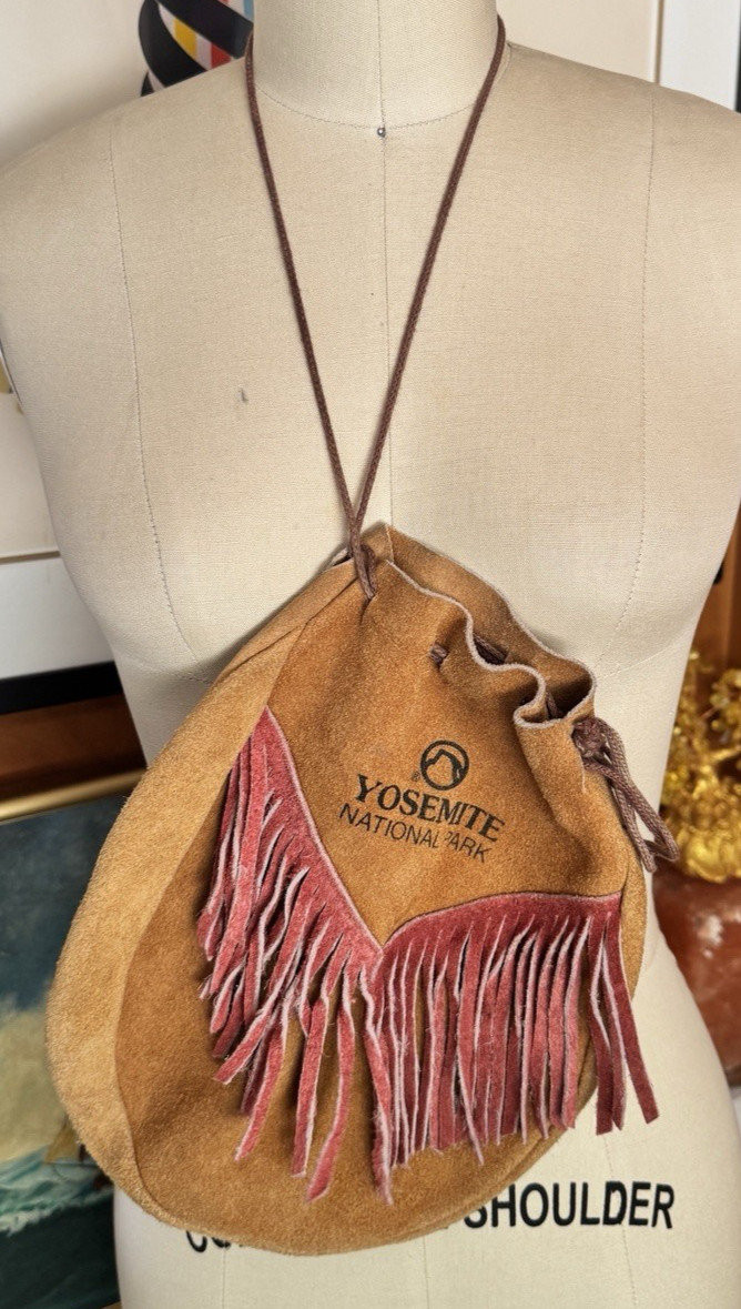 Vintage Yosemite National Park Souvenir Leather suede Pouch 10.5″ x 9″ wide