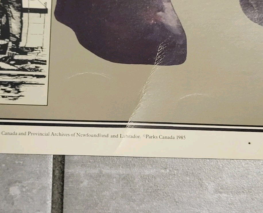 1985 Parks Canada Poster Grand Banks Fishing History Nova Scotia 34″ X 25.5″