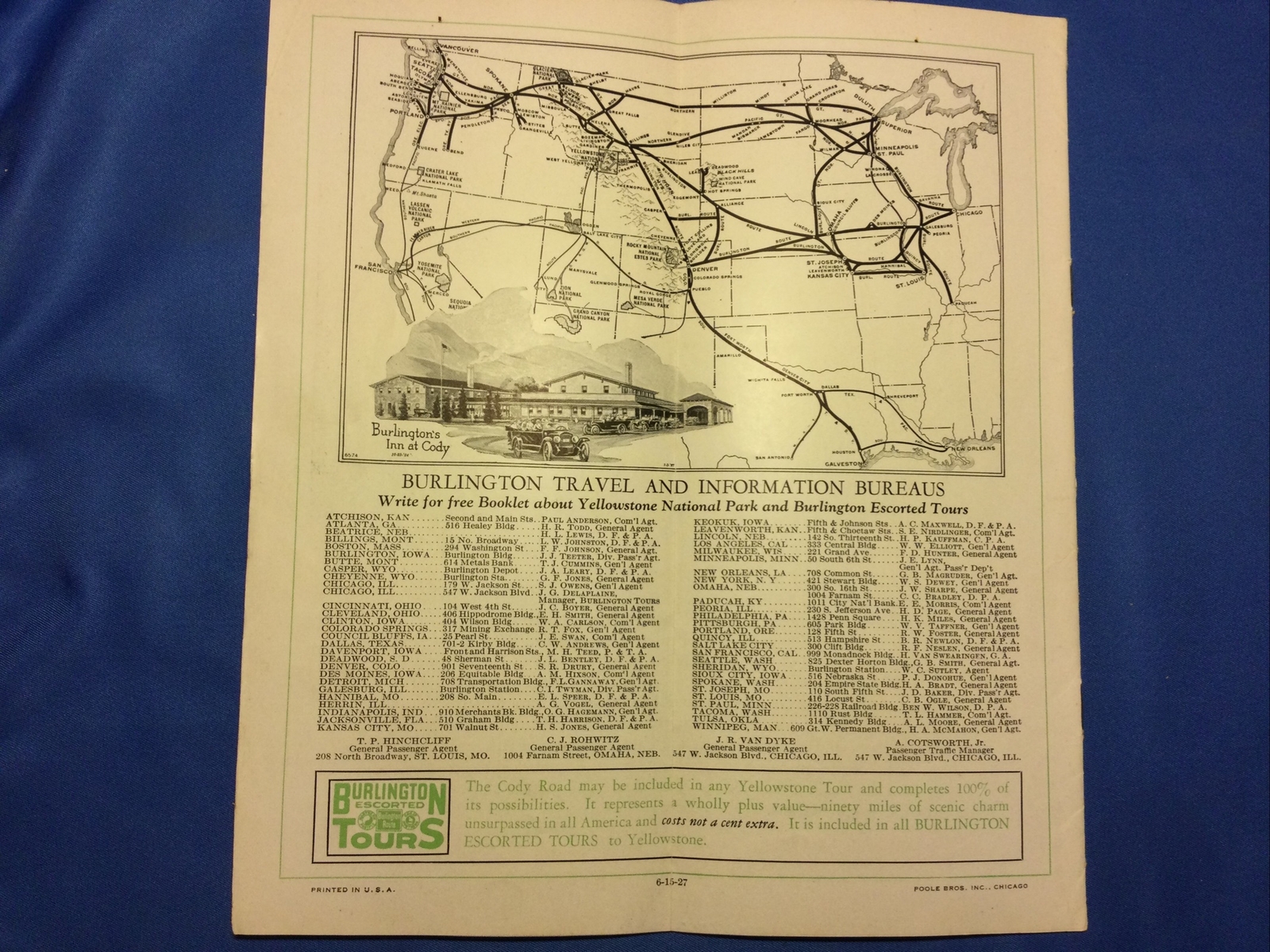 1927 BURLINGTON ROUTE RAILROAD TRAVEL TOUR BROCHURE THE CODY ROAD TO YELLOWSTONE