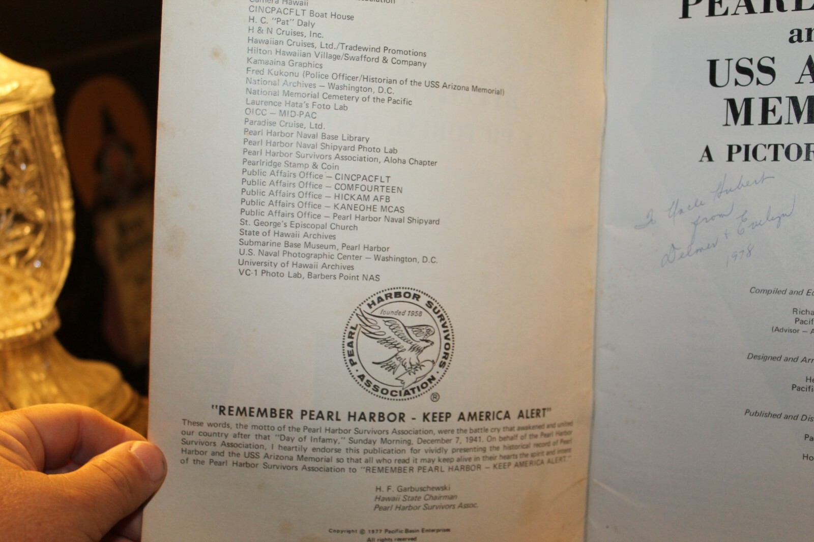 Pearl Harbor & The USS Arizona Memorial Pictorial History 1977 Book