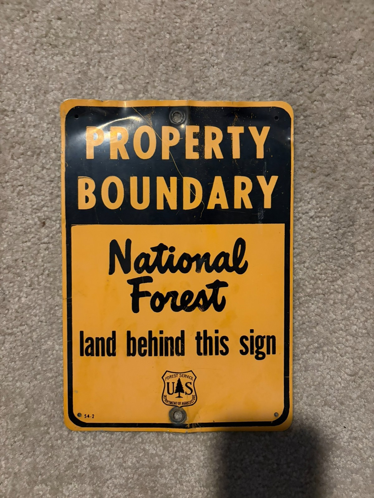 Vintage U.S. National Forest Property Boundary Metal Sign USDA 10×7