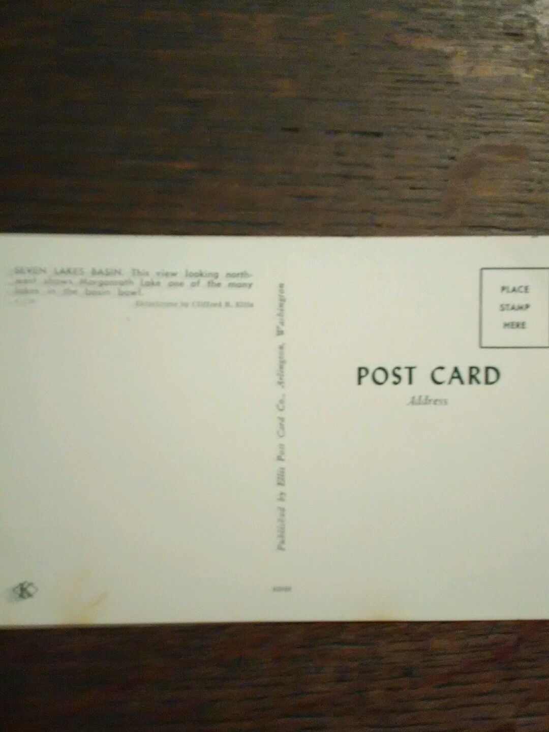 AIR SHOT VINTAGE POST CARD SEVEN LAKES BASIN OLYMPIC NATIONAL PARK WASHINGTON