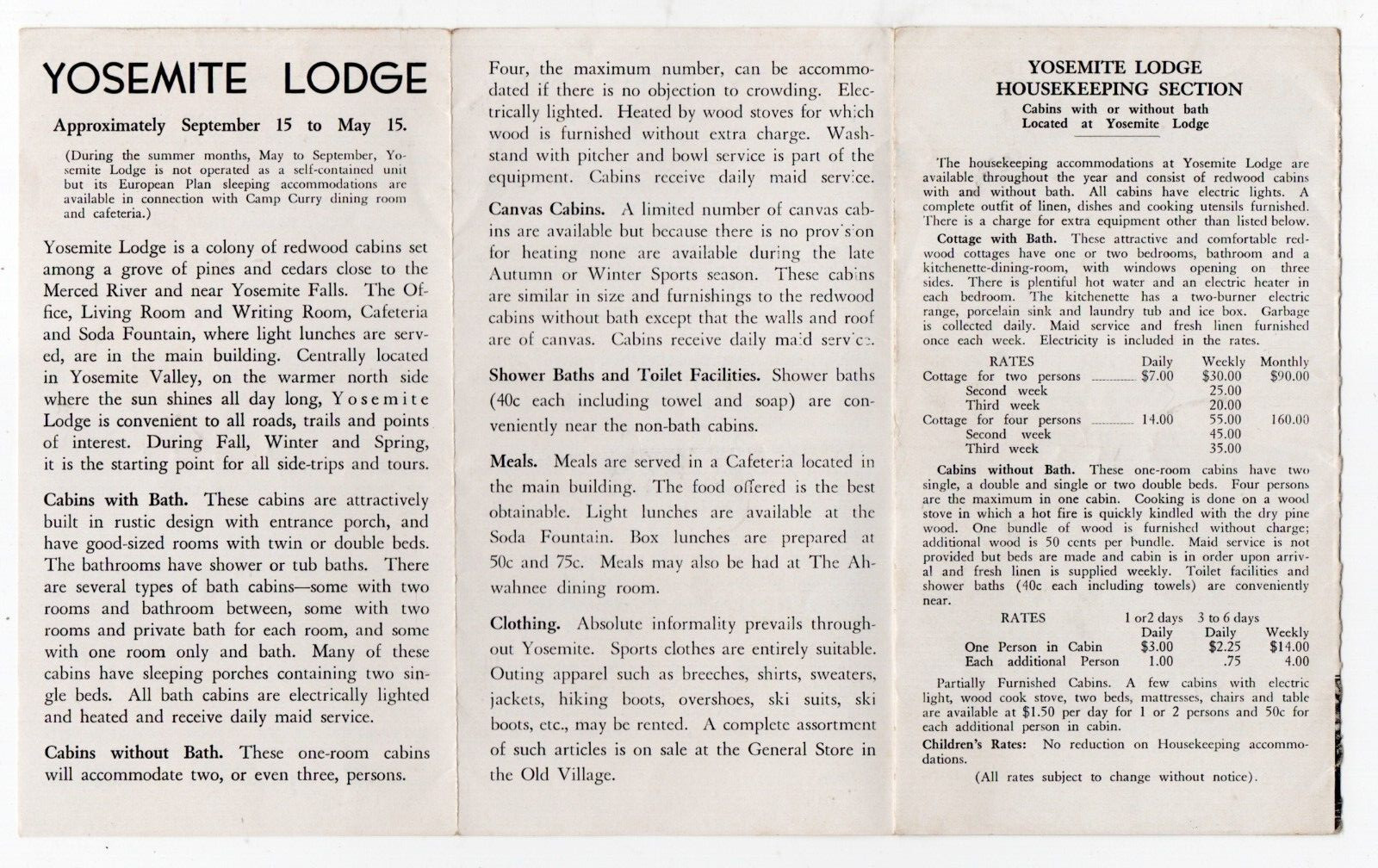 1930s Advertising Brochure for the Yosemite Lodge in Yosemite National Park