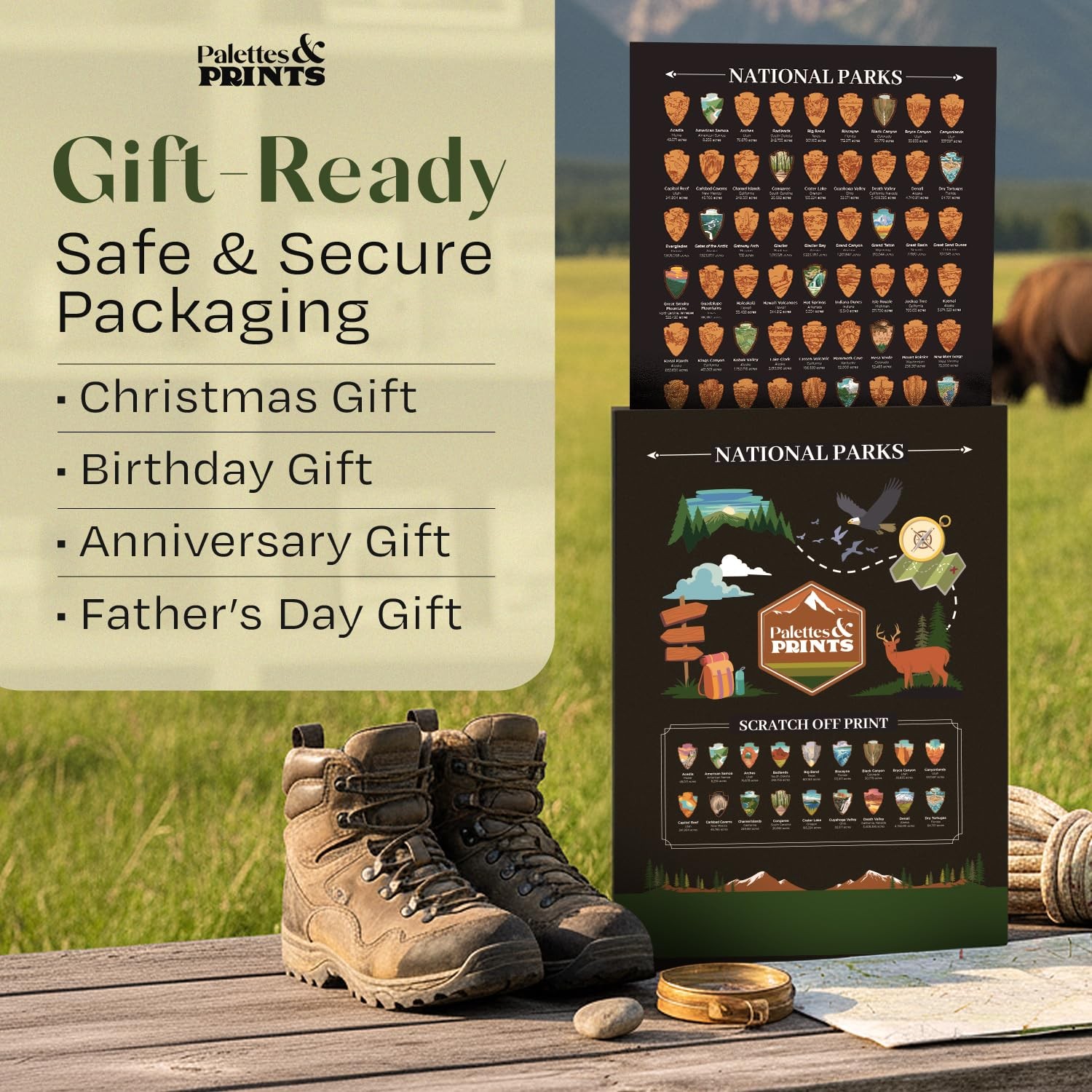 US National Parks Scratch Off Poster – National Park Gifts – National Park Map –