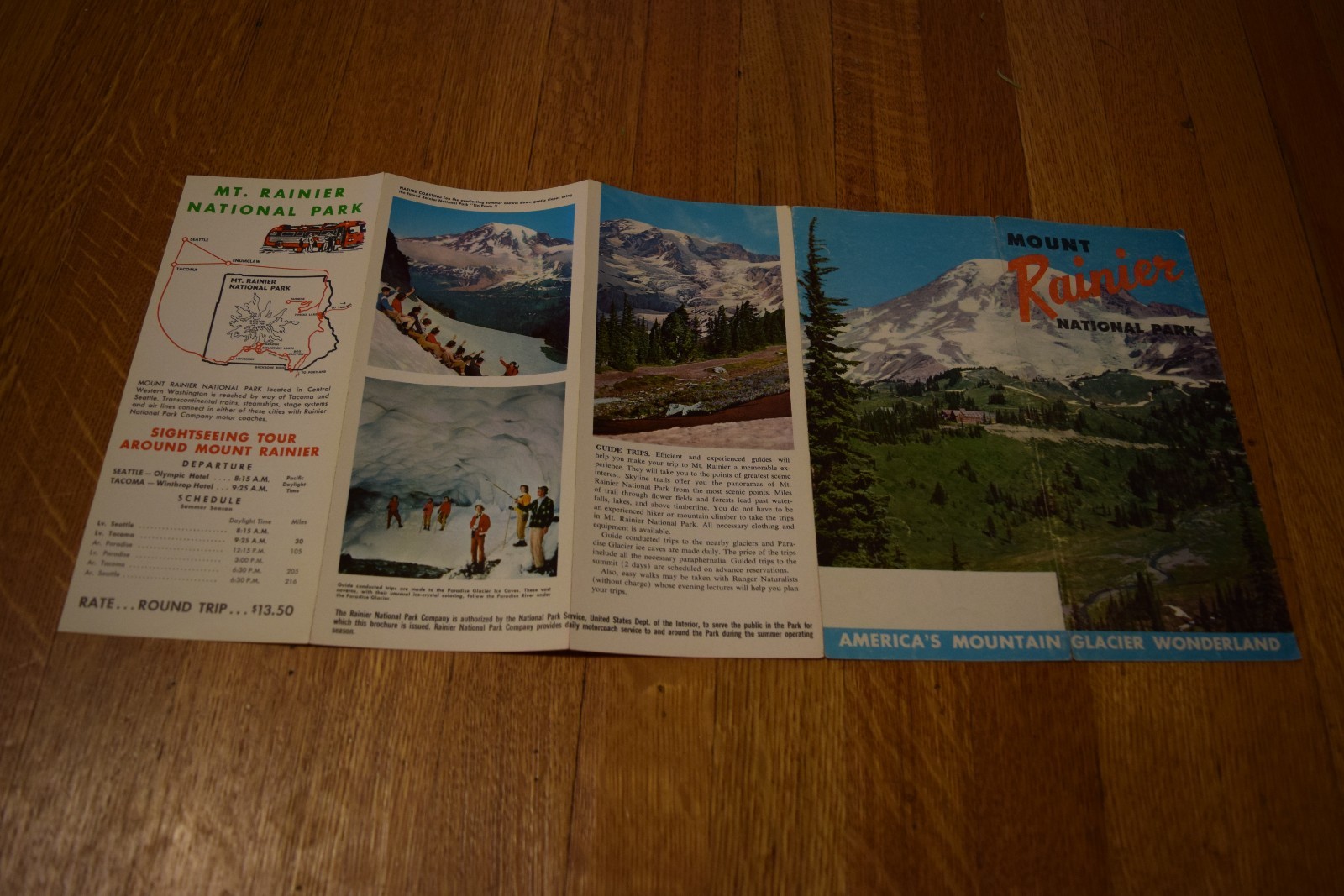 1966 Mount Rainier National Park Travel Sight-Seeing Brochure Mid-Century