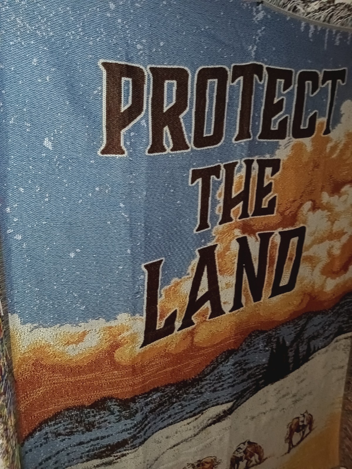 Yellowstone Dutton Ranch “Protect the Land” Woven Tapestry Throw Blanket