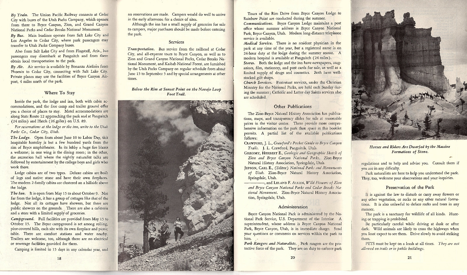 Bryce Canyon National Park Utah 1961 Circular What to See & Do Where to Stay