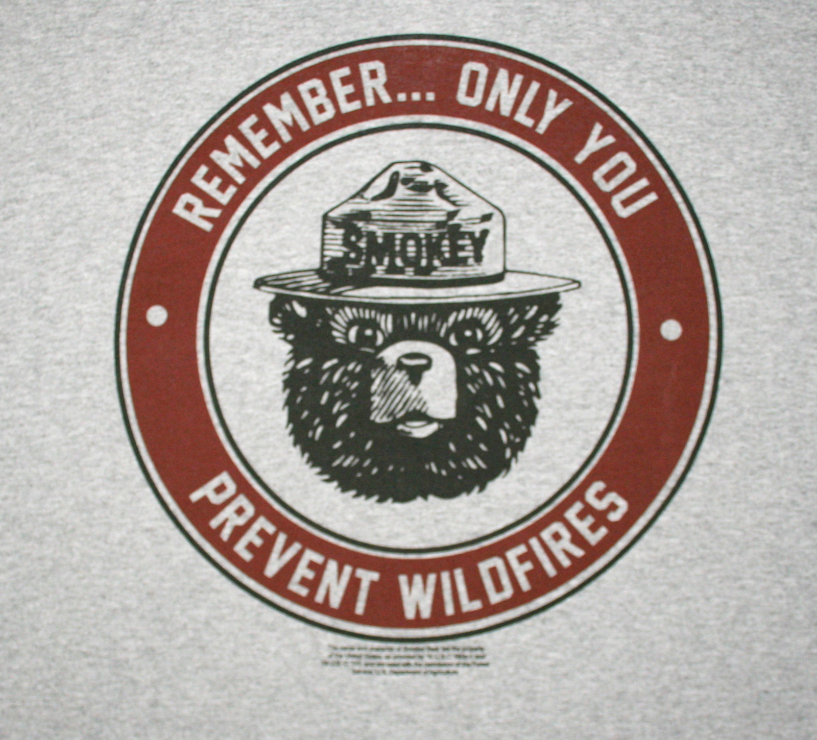 Smokey The Bear Remember Only You Prevent Forest Fires T-Shirt New NOS Size Lg