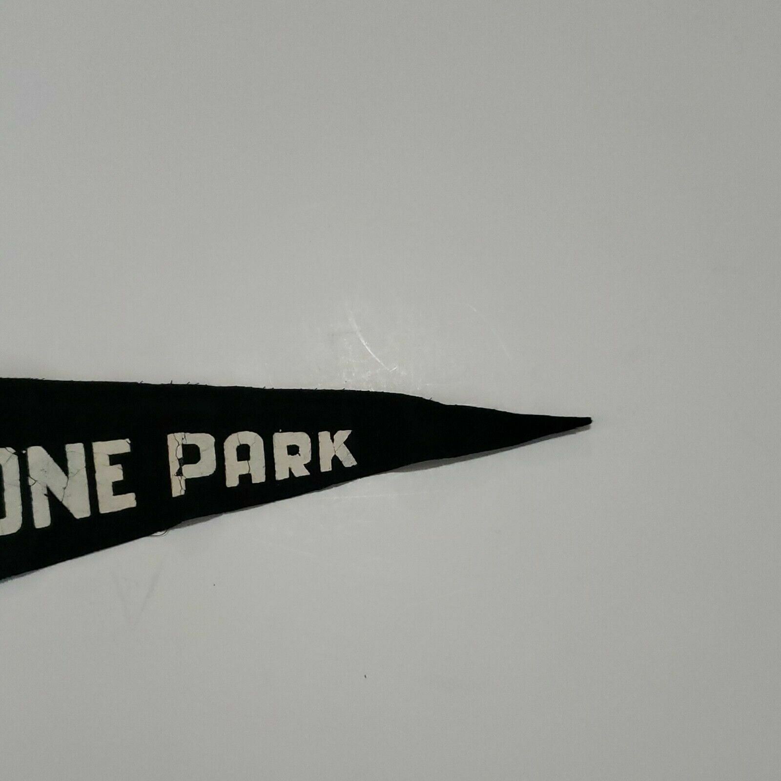 Vintage black felt Yellowstone National Park Bear travel souvenir banner pennant