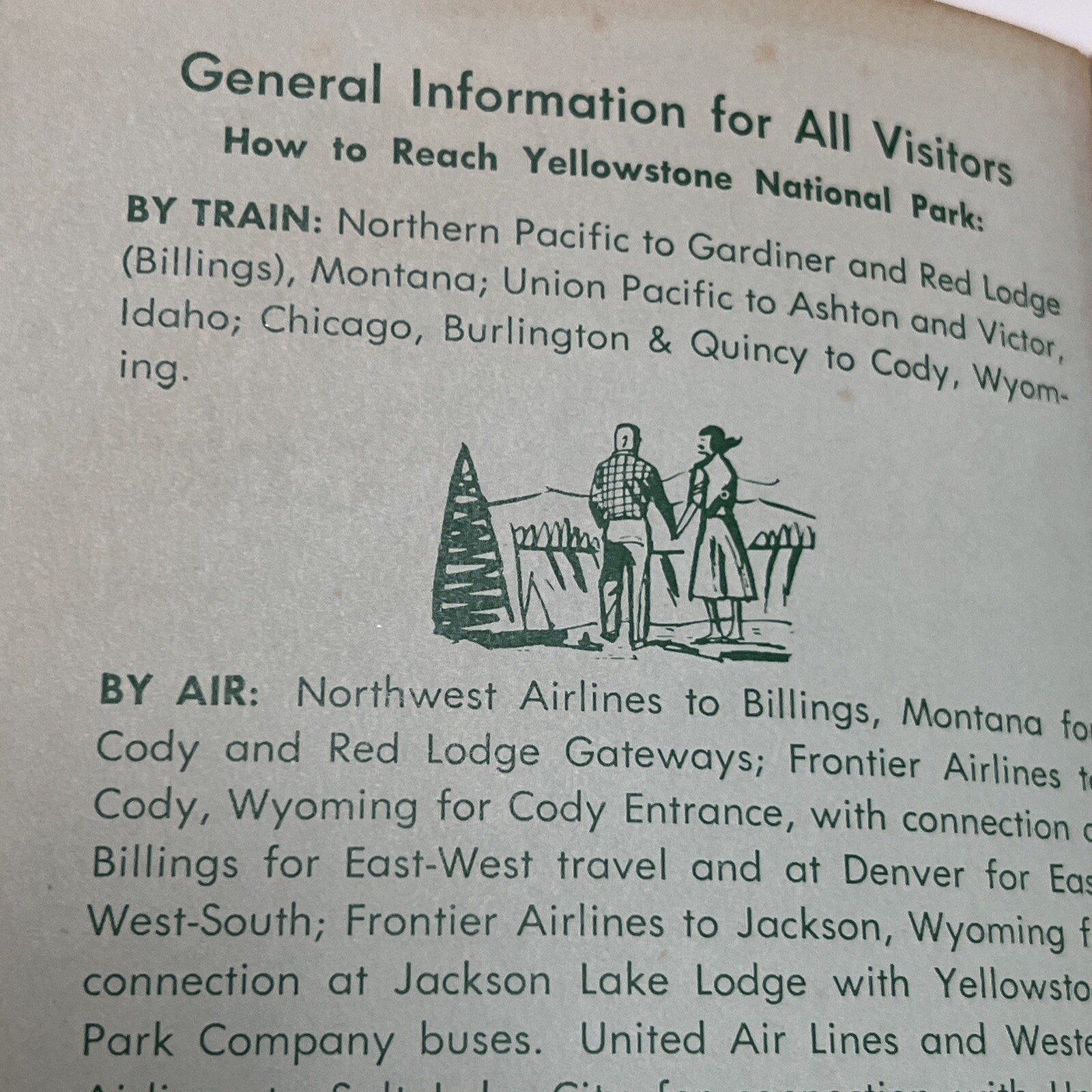 RARE Vintage 1961 Brochure YELLOWSTONE NATIONAL PARK W Fold Out Map & Rates Ect