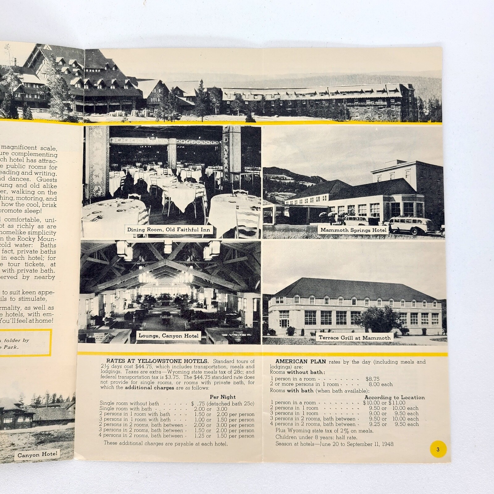 1948 Yellowstone National Park Travel Brochure Wyoming Hotels Old Faithful WY