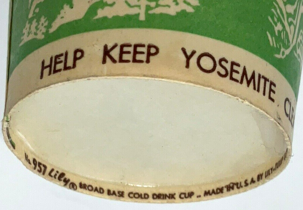 RARE Yosemite National Park Disposable Drink Lily Tulip Paper Cup True Ephemera