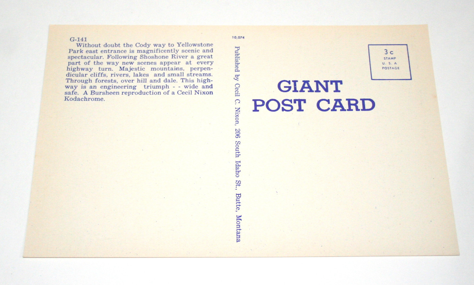 2 Yellowstone National Park Entrance G-141 Linen 1940s Giant Post Card NOS New
