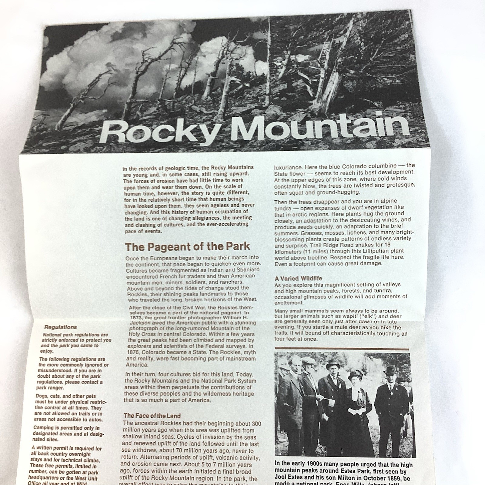 Rocky Mountain National Park Map & Tourist Guide 1980 The Rockies Bighorn Trails